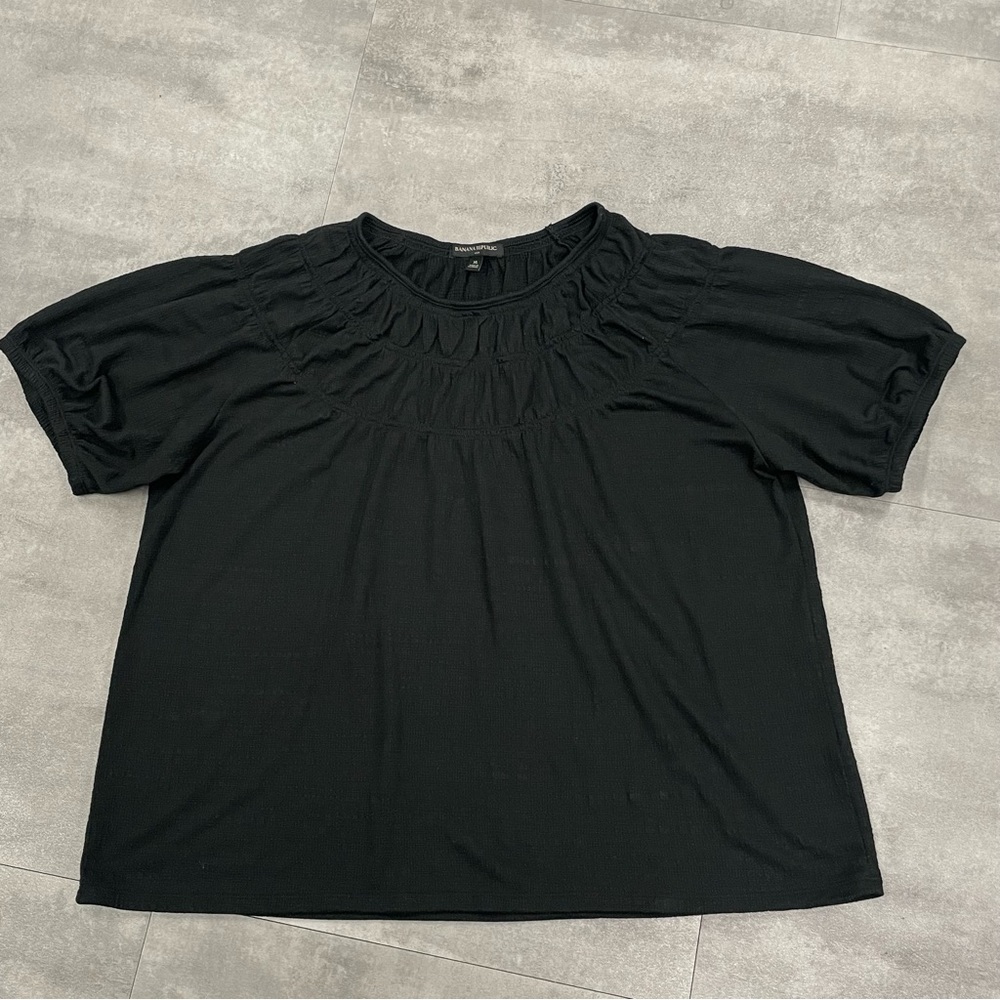 XL ruched textured black top from banana republic